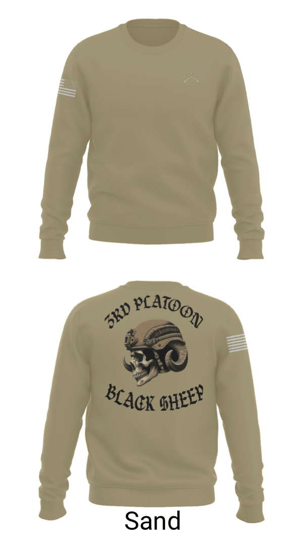 Crew Neck Sweatshirt, 3rd PLT Black Sheep, Army, Teamtime, Team time, sublimation, custom sports apparel, team uniforms, spirit wear, spiritwear, sports uniforms, custom shirts, team store, custom team store, fundraiser sports, apparel fundraiser