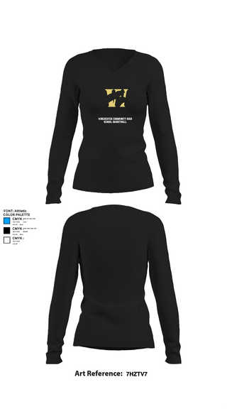 Womens Long Sleeve Vneck Shirt, Winchester Community High School Basketball, Women's Basketball, Teamtime, Team time, sublimation, custom sports apparel, team uniforms, spirit wear, spiritwear, sports uniforms, custom shirts, team store, custom team store, fundraiser sports, apparel fundraiser