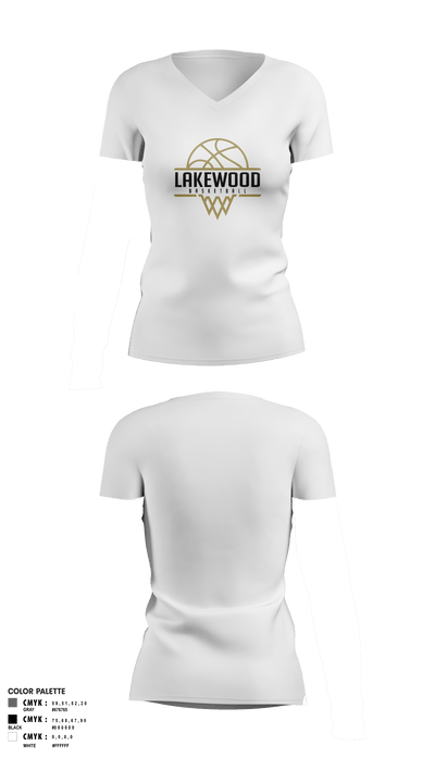 Lakewood High School Bsketball 90891143 Women's Short Sleeve V-neck Shirt - 4