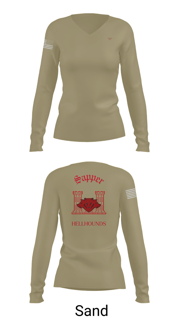 Womens Long Sleeve Vneck Shirt, 811th EN CO, , Teamtime, Team time, sublimation, custom sports apparel, team uniforms, spirit wear, spiritwear, sports uniforms, custom shirts, team store, custom team store, fundraiser sports, apparel fundraiser