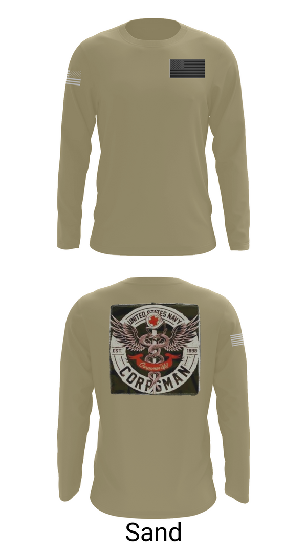 Long Sleeve Performance Shirt, Hospital Corpsman, , Teamtime, Team time, sublimation, custom sports apparel, team uniforms, spirit wear, spiritwear, sports uniforms, custom shirts, team store, custom team store, fundraiser sports, apparel fundraiser