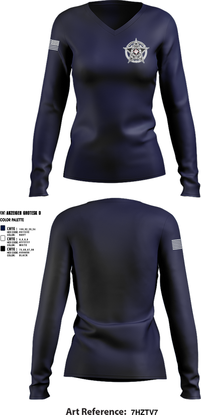 Cherry Valley Police Department 41709061 Women's Long Sleeve V-neck Shirt - 1