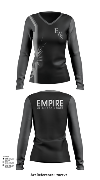 Womens Long Sleeve Vneck Shirt, Empire Welding Solutions, , Teamtime, Team time, sublimation, custom sports apparel, team uniforms, spirit wear, spiritwear, sports uniforms, custom shirts, team store, custom team store, fundraiser sports, apparel fundraiser