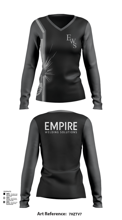 Womens Long Sleeve Vneck Shirt, Empire Welding Solutions, , Teamtime, Team time, sublimation, custom sports apparel, team uniforms, spirit wear, spiritwear, sports uniforms, custom shirts, team store, custom team store, fundraiser sports, apparel fundraiser
