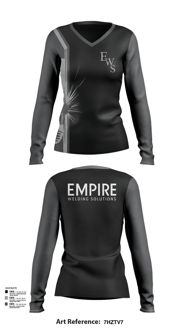 Womens Long Sleeve Vneck Shirt, Empire Welding Solutions, , Teamtime, Team time, sublimation, custom sports apparel, team uniforms, spirit wear, spiritwear, sports uniforms, custom shirts, team store, custom team store, fundraiser sports, apparel fundraiser