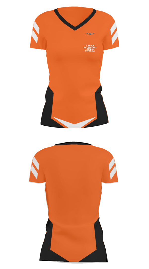 Women's Short Sleeve Vneck Shirt, Lincoln Elementary School Softball, Softball, Teamtime, Team time, sublimation, custom sports apparel, team uniforms, spirit wear, spiritwear, sports uniforms, custom shirts, team store, custom team store, fundraiser sports, apparel fundraiser