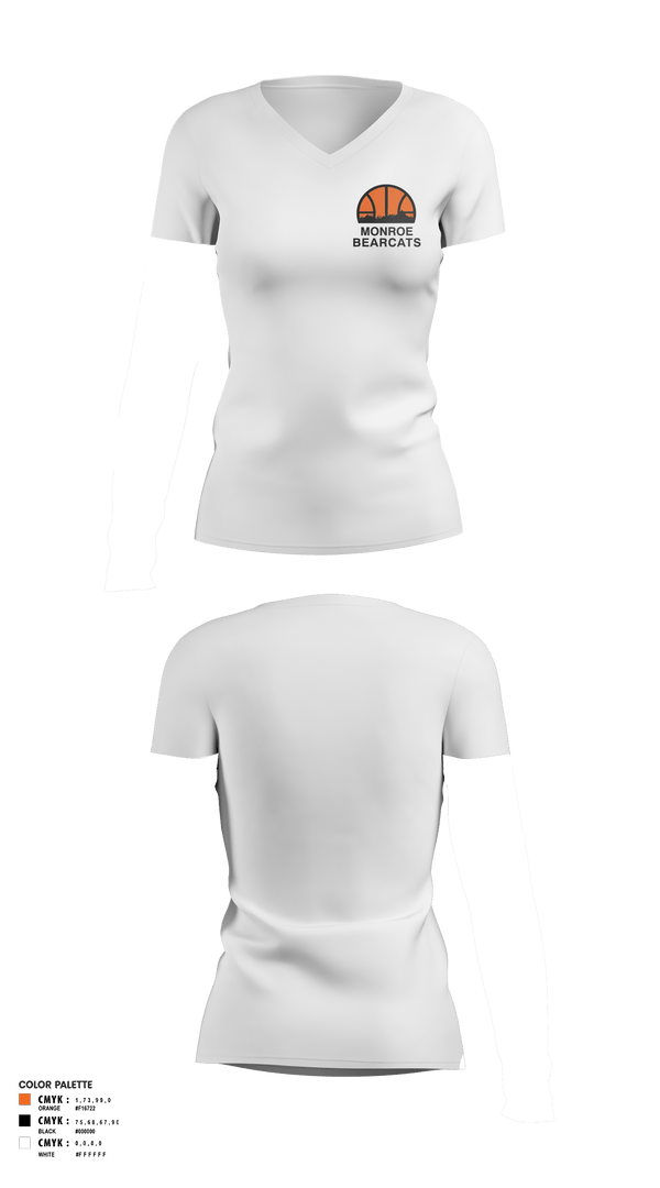 Womens Short Sleeve Vneck Shirt, Monroe High School Basketball, Women's Basketball, Teamtime, Team time, sublimation, custom sports apparel, team uniforms, spirit wear, spiritwear, sports uniforms, custom shirts, team store, custom team store, fundraiser sports, apparel fundraiser