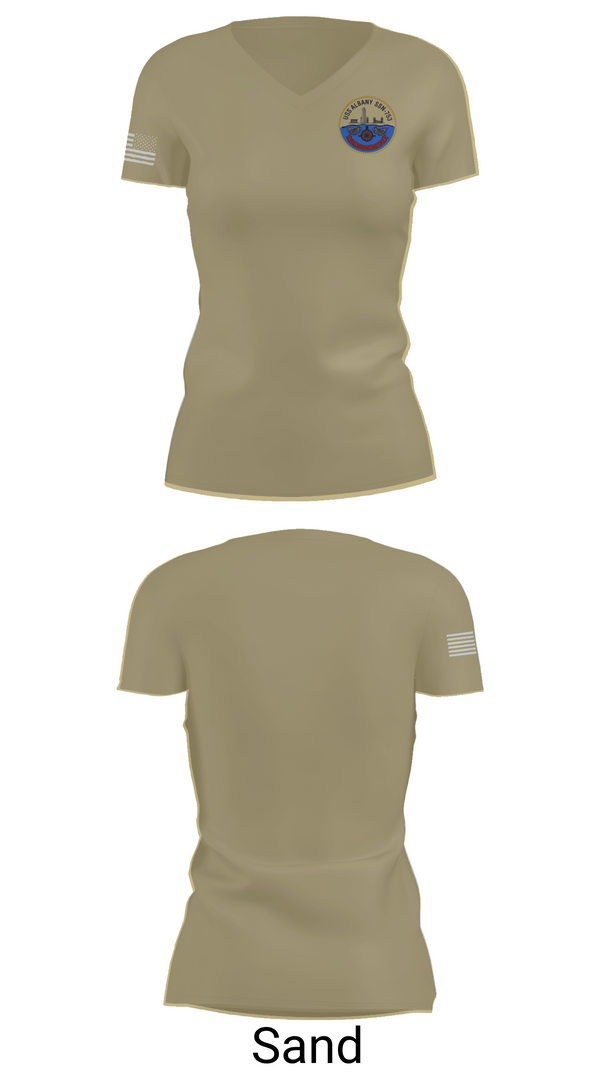 Womens Short Sleeve Vneck Shirt, USS ALBANY SSN-753, , Teamtime, Team time, sublimation, custom sports apparel, team uniforms, spirit wear, spiritwear, sports uniforms, custom shirts, team store, custom team store, fundraiser sports, apparel fundraiser