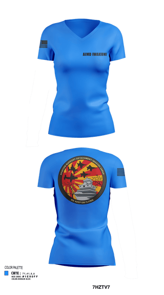 Womens Short Sleeve Vneck Shirt, AIMD Iwakuni, Navy, Teamtime, Team time, sublimation, custom sports apparel, team uniforms, spirit wear, spiritwear, sports uniforms, custom shirts, team store, custom team store, fundraiser sports, apparel fundraiser