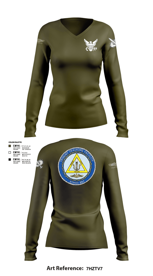 Womens Long Sleeve Vneck Shirt, TRIDENT TRAINING FACILITY, Navy, Teamtime, Team time, sublimation, custom sports apparel, team uniforms, spirit wear, spiritwear, sports uniforms, custom shirts, team store, custom team store, fundraiser sports, apparel fundraiser