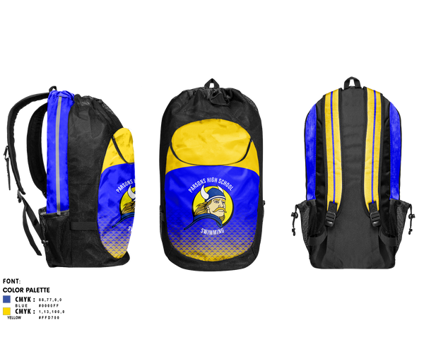 Gear Bag, Parsons High School Swimming, Swimming, Teamtime, Team time, sublimation, custom sports apparel, team uniforms, spirit wear, spiritwear, sports uniforms, custom shirts, team store, custom team store, fundraiser sports, apparel fundraiser