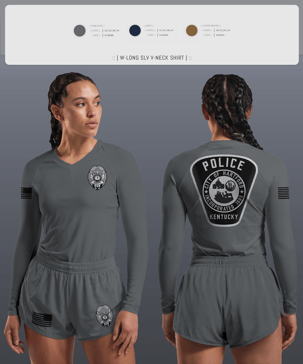 Womens Long Sleeve Vneck Shirt 1, Hartford Police Department, Police, Teamtime, Team time, sublimation, custom sports apparel, team uniforms, spirit wear, spiritwear, sports uniforms, custom shirts, team store, custom team store, fundraiser sports, apparel fundraiser