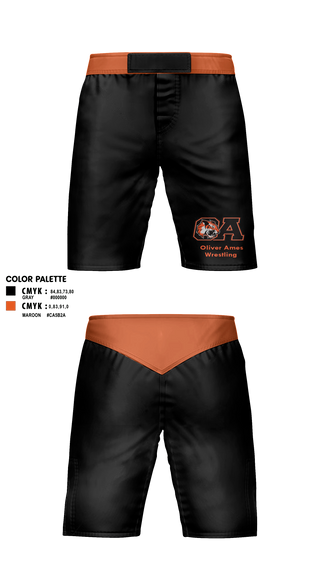 Fight Shorts, Oliver Ames High School Wrestling, Wrestling, Teamtime, Team time, sublimation, custom sports apparel, team uniforms, spirit wear, spiritwear, sports uniforms, custom shirts, team store, custom team store, fundraiser sports, apparel fundraiser