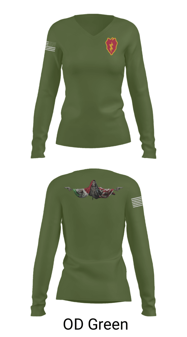 Women's Long Sleeve Vneck Shirt, 25th ID, Army, Teamtime, Team time, sublimation, custom sports apparel, team uniforms, spirit wear, spiritwear, sports uniforms, custom shirts, team store, custom team store, fundraiser sports, apparel fundraiser