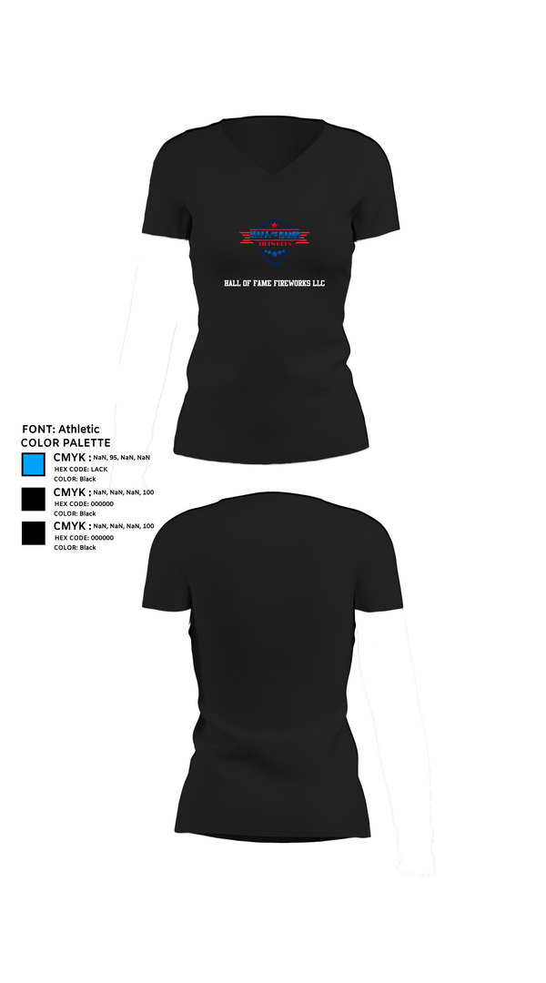 Womens Short Sleeve Vneck Shirt, Hall of Fame Fireworks LLC, , Teamtime, Team time, sublimation, custom sports apparel, team uniforms, spirit wear, spiritwear, sports uniforms, custom shirts, team store, custom team store, fundraiser sports, apparel fundraiser