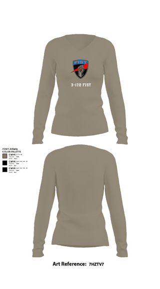 Womens Long Sleeve Vneck Shirt, 3-172 FiST, Army, Teamtime, Team time, sublimation, custom sports apparel, team uniforms, spirit wear, spiritwear, sports uniforms, custom shirts, team store, custom team store, fundraiser sports, apparel fundraiser