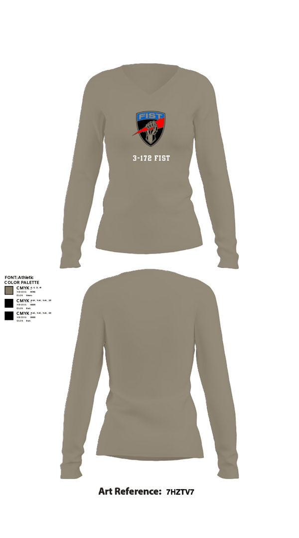 Womens Long Sleeve Vneck Shirt, 3-172 FiST, Army, Teamtime, Team time, sublimation, custom sports apparel, team uniforms, spirit wear, spiritwear, sports uniforms, custom shirts, team store, custom team store, fundraiser sports, apparel fundraiser