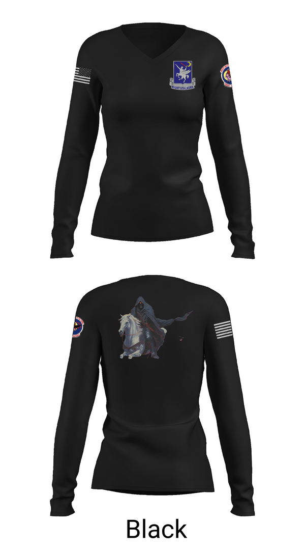 Womens Long Sleeve Vneck Shirt, 160th SOAR (A), , Teamtime, Team time, sublimation, custom sports apparel, team uniforms, spirit wear, spiritwear, sports uniforms, custom shirts, team store, custom team store, fundraiser sports, apparel fundraiser