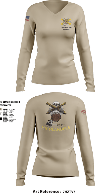 Women's Long Sleeve Vneck Shirt, Bravo 1-119th FA, , Teamtime, Team time, sublimation, custom sports apparel, team uniforms, spirit wear, spiritwear, sports uniforms, custom shirts, team store, custom team store, fundraiser sports, apparel fundraiser