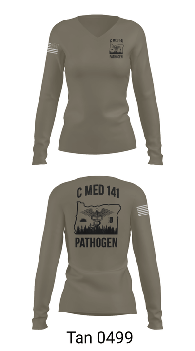 C MED 141 64606356 Women's Long Sleeve V-neck Shirt - 73