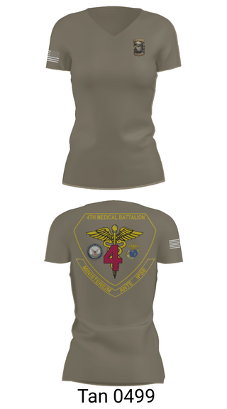 Womens Short Sleeve Vneck Shirt, 4th Med Battalion, Marines, Teamtime, Team time, sublimation, custom sports apparel, team uniforms, spirit wear, spiritwear, sports uniforms, custom shirts, team store, custom team store, fundraiser sports, apparel fundraiser