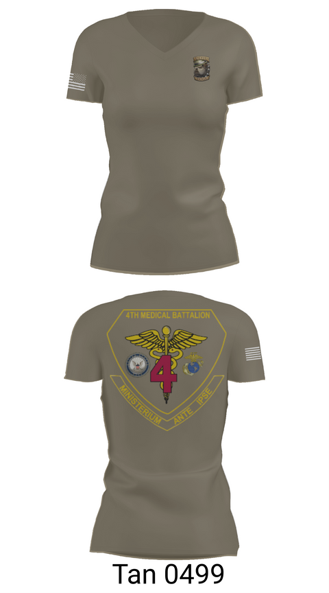Womens Short Sleeve Vneck Shirt, 4th Med Battalion, Marines, Teamtime, Team time, sublimation, custom sports apparel, team uniforms, spirit wear, spiritwear, sports uniforms, custom shirts, team store, custom team store, fundraiser sports, apparel fundraiser