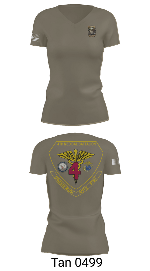 Womens Short Sleeve Vneck Shirt, 4th Med Battalion, Marines, Teamtime, Team time, sublimation, custom sports apparel, team uniforms, spirit wear, spiritwear, sports uniforms, custom shirts, team store, custom team store, fundraiser sports, apparel fundraiser