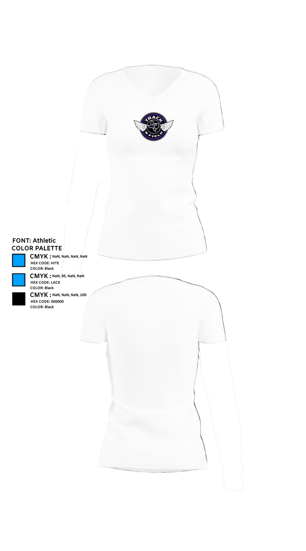 Womens Short Sleeve Vneck Shirt, Throckmorton High School Track and Field, Track & Field, Teamtime, Team time, sublimation, custom sports apparel, team uniforms, spirit wear, spiritwear, sports uniforms, custom shirts, team store, custom team store, fundraiser sports, apparel fundraiser