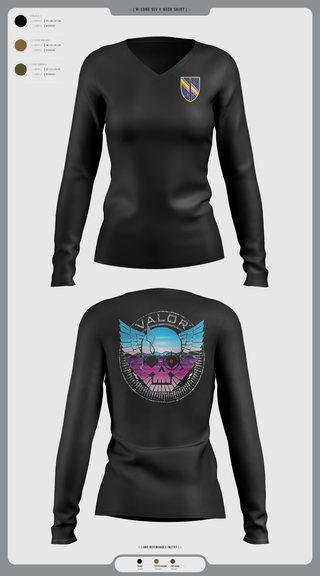 Womens Long Sleeve Vneck Shirt, VALOR CO. 5BN, 1SFAB, Army, Teamtime, Team time, sublimation, custom sports apparel, team uniforms, spirit wear, spiritwear, sports uniforms, custom shirts, team store, custom team store, fundraiser sports, apparel fundraiser