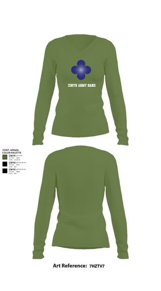 Womens Long Sleeve Vneck Shirt, 338th Army Band, Army, Teamtime, Team time, sublimation, custom sports apparel, team uniforms, spirit wear, spiritwear, sports uniforms, custom shirts, team store, custom team store, fundraiser sports, apparel fundraiser