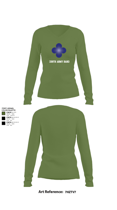 338th Army Band 31554965 Women's Long Sleeve V-neck Shirt - 42