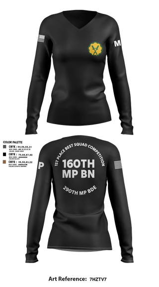 Womens Long Sleeve Vneck Shirt, 160th mp bn, Army, Teamtime, Team time, sublimation, custom sports apparel, team uniforms, spirit wear, spiritwear, sports uniforms, custom shirts, team store, custom team store, fundraiser sports, apparel fundraiser