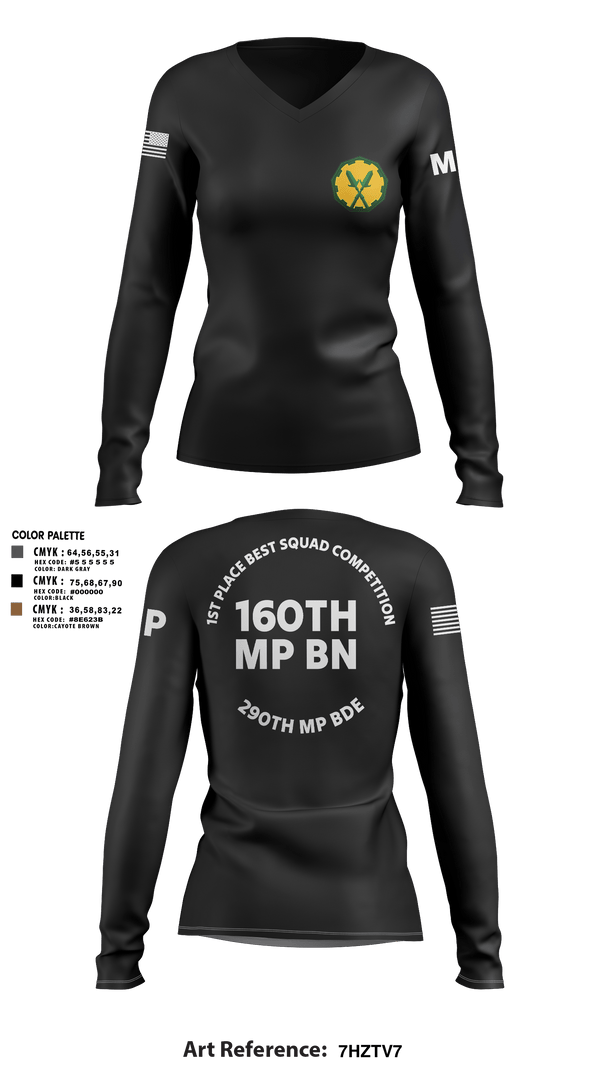 Womens Long Sleeve Vneck Shirt, 160th mp bn, Army, Teamtime, Team time, sublimation, custom sports apparel, team uniforms, spirit wear, spiritwear, sports uniforms, custom shirts, team store, custom team store, fundraiser sports, apparel fundraiser