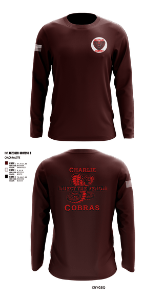 Long Sleeve Performance Shirt, Charlie Company Cobras, Army, Teamtime, Team time, sublimation, custom sports apparel, team uniforms, spirit wear, spiritwear, sports uniforms, custom shirts, team store, custom team store, fundraiser sports, apparel fundraiser