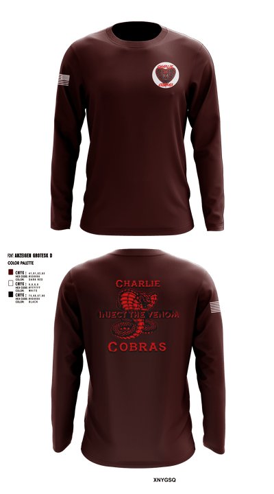 Charlie Company Cobras 69081058 Long Sleeve Performance Shirt - 1