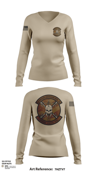 Womens Long Sleeve Vneck Shirt, 4th Logistics Readiness Unit, Air Force, Teamtime, Team time, sublimation, custom sports apparel, team uniforms, spirit wear, spiritwear, sports uniforms, custom shirts, team store, custom team store, fundraiser sports, apparel fundraiser