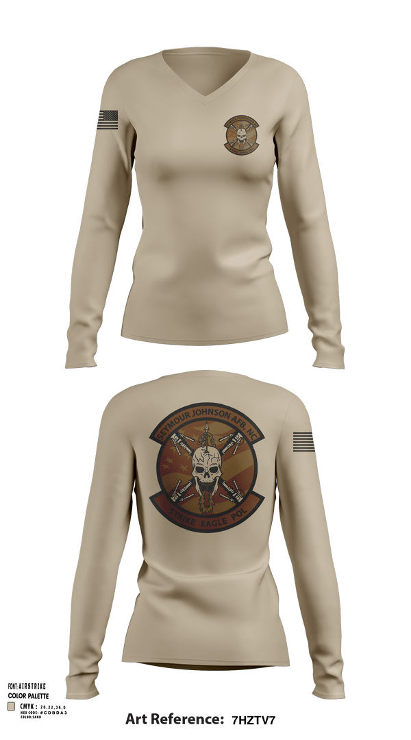 Womens Long Sleeve Vneck Shirt, 4th Logistics Readiness Unit, Air Force, Teamtime, Team time, sublimation, custom sports apparel, team uniforms, spirit wear, spiritwear, sports uniforms, custom shirts, team store, custom team store, fundraiser sports, apparel fundraiser