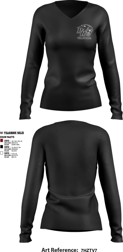 Panthers Volleyball 53574840 Women's Long Sleeve V-neck Shirt - 8