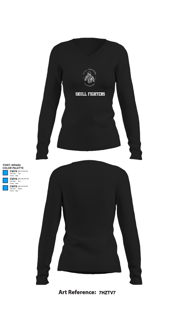 Womens Long Sleeve Vneck Shirt, Skull Fighters, Wrestling, Teamtime, Team time, sublimation, custom sports apparel, team uniforms, spirit wear, spiritwear, sports uniforms, custom shirts, team store, custom team store, fundraiser sports, apparel fundraiser