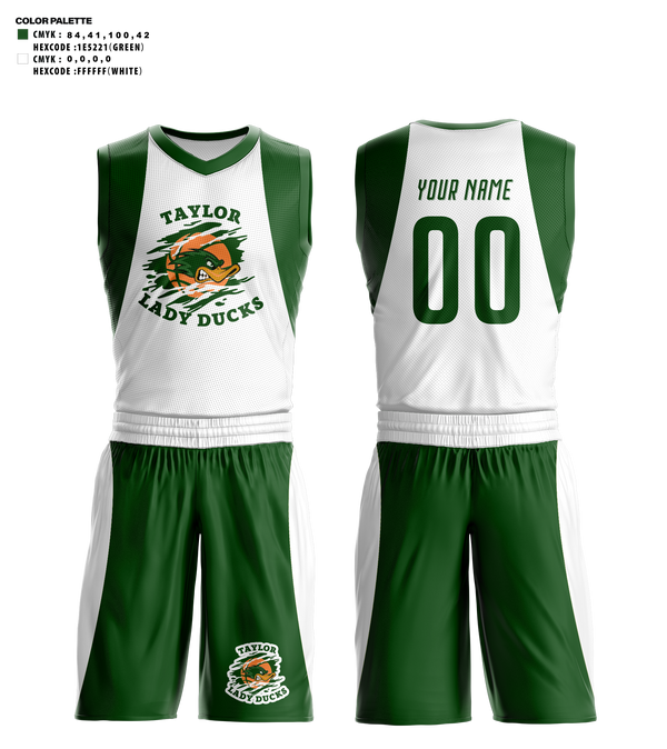 Basketball Uniform, Taylor High School Basketball, Women's Basketball, Teamtime, Team time, sublimation, custom sports apparel, team uniforms, spirit wear, spiritwear, sports uniforms, custom shirts, team store, custom team store, fundraiser sports, apparel fundraiser