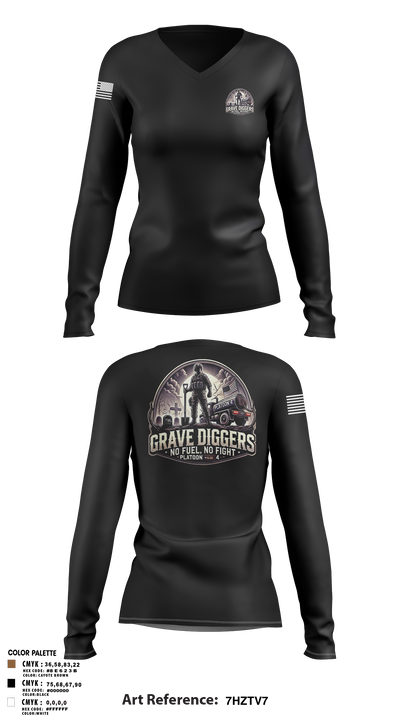 Gravediggers 54270931 Women's Long Sleeve V-neck Shirt - 107