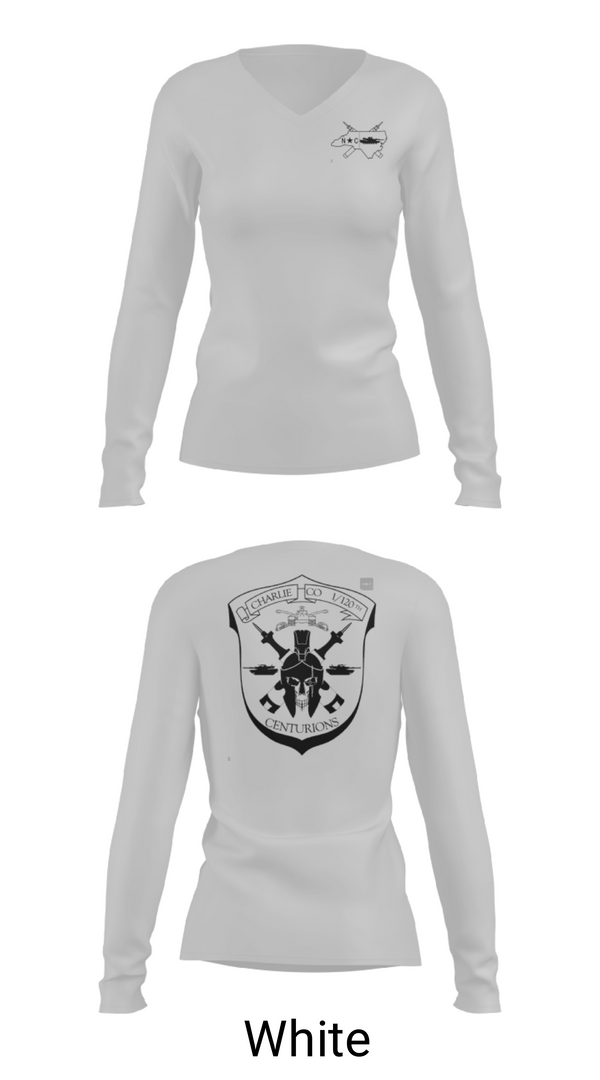 Women's Long Sleeve Vneck Shirt, Charlie Co 1/120th, Army, Teamtime, Team time, sublimation, custom sports apparel, team uniforms, spirit wear, spiritwear, sports uniforms, custom shirts, team store, custom team store, fundraiser sports, apparel fundraiser