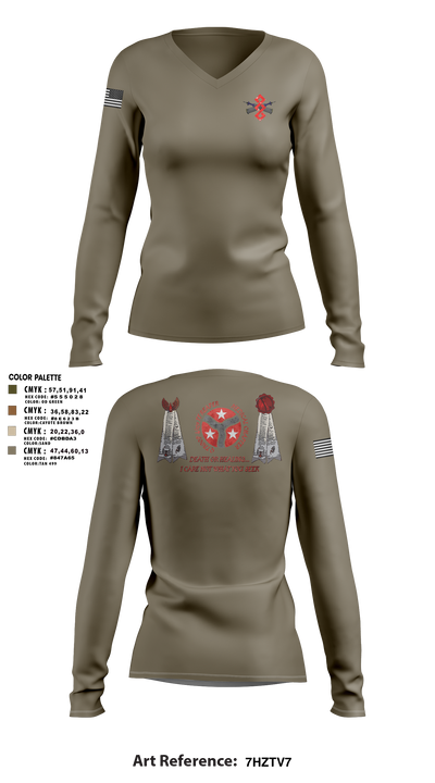q trp 4/278th 42866312 Women's Long Sleeve V-neck Shirt - 7