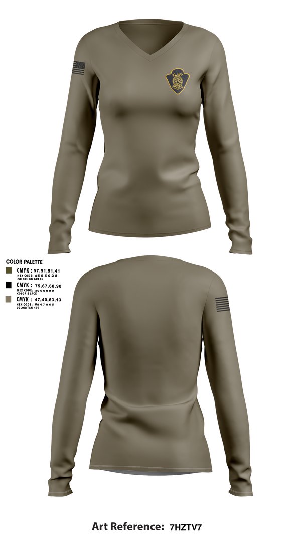 Womens Long Sleeve Vneck Shirt, City of Flint Police, Police, Teamtime, Team time, sublimation, custom sports apparel, team uniforms, spirit wear, spiritwear, sports uniforms, custom shirts, team store, custom team store, fundraiser sports, apparel fundraiser