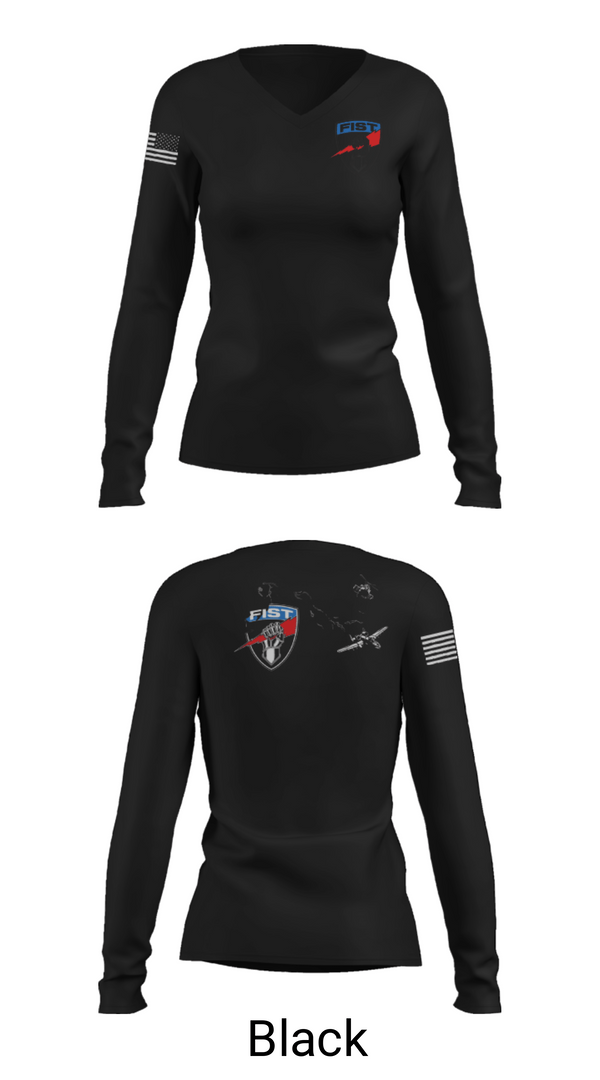 Womens Long Sleeve Vneck Shirt, 3-172 FiST, Army, Teamtime, Team time, sublimation, custom sports apparel, team uniforms, spirit wear, spiritwear, sports uniforms, custom shirts, team store, custom team store, fundraiser sports, apparel fundraiser