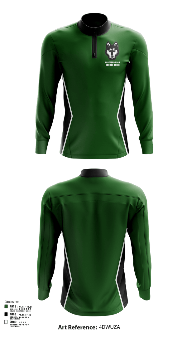 Quarter Zip Jacket, Hartford High School Cheer, Cheer, Teamtime, Team time, sublimation, custom sports apparel, team uniforms, spirit wear, spiritwear, sports uniforms, custom shirts, team store, custom team store, fundraiser sports, apparel fundraiser