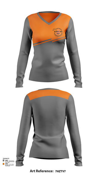 Womens Long Sleeve Vneck Shirt, Sloppy Hog BBQ, , Teamtime, Team time, sublimation, custom sports apparel, team uniforms, spirit wear, spiritwear, sports uniforms, custom shirts, team store, custom team store, fundraiser sports, apparel fundraiser