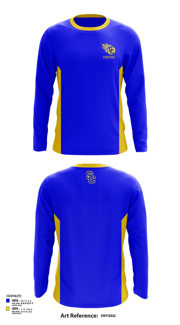 Long Sleeve Performance Shirt, St Charles Catholic High School Football, Football, Teamtime, Team time, sublimation, custom sports apparel, team uniforms, spirit wear, spiritwear, sports uniforms, custom shirts, team store, custom team store, fundraiser sports, apparel fundraiser