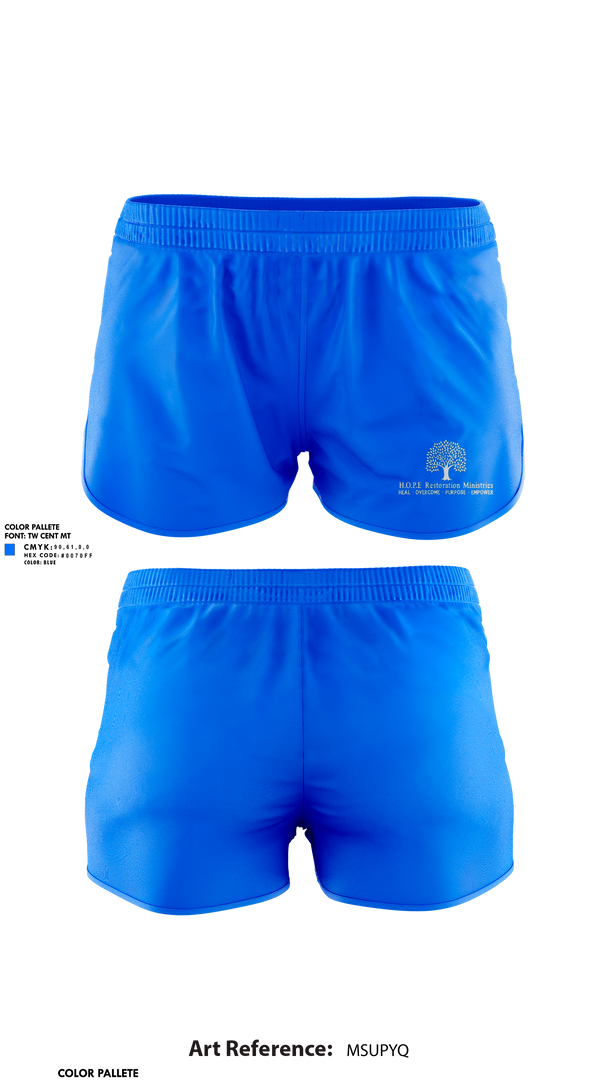 Womens Shorts, Hope Restoration Ministries, , Teamtime, Team time, sublimation, custom sports apparel, team uniforms, spirit wear, spiritwear, sports uniforms, custom shirts, team store, custom team store, fundraiser sports, apparel fundraiser