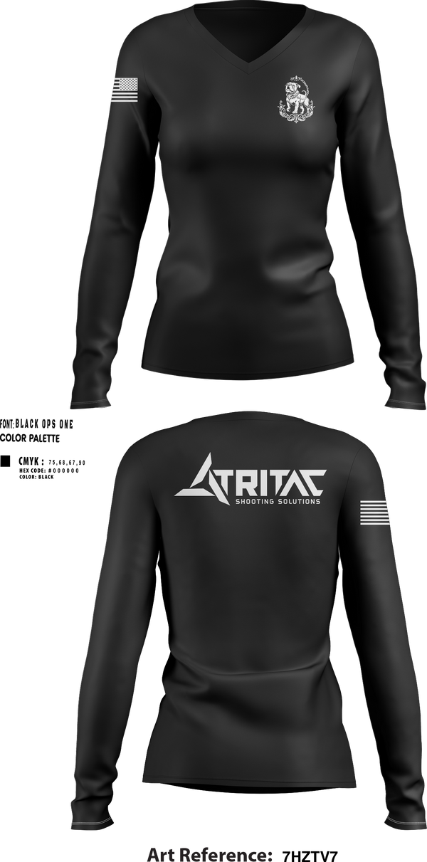 Womens Long Sleeve Vneck Shirt, Tritac Shooting Solutions, , Teamtime, Team time, sublimation, custom sports apparel, team uniforms, spirit wear, spiritwear, sports uniforms, custom shirts, team store, custom team store, fundraiser sports, apparel fundraiser
